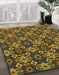 Abstract Dark Brown Modern Rug in Family Room, abs31