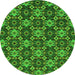 Round Machine Washable Abstract Green Modern Area Rugs, wshabs31grn