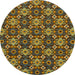 Round Abstract Dark Brown Modern Rug, abs31