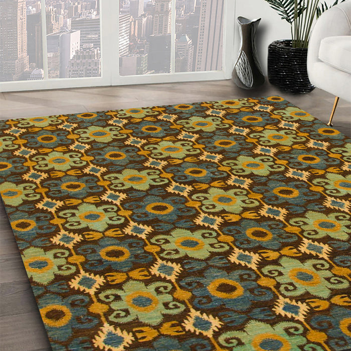 Abstract Dark Brown Modern Rug in Family Room, abs31