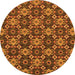 Round Machine Washable Abstract Orange Modern Area Rugs, wshabs31org