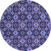 Round Machine Washable Abstract Blue Modern Rug, wshabs31blu