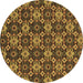 Round Machine Washable Abstract Brown Modern Rug, wshabs31brn