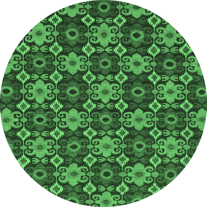 Round Abstract Emerald Green Modern Rug, abs31emgrn