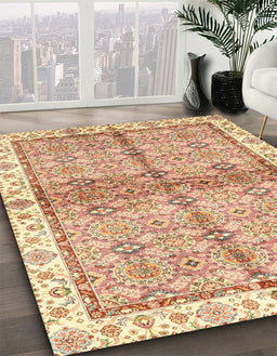Abstract Orange Oriental Rug in Family Room, abs3200