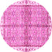 Round Machine Washable Oriental Pink Traditional Rug, wshabs3200pnk