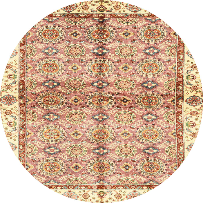 Round Abstract Orange Oriental Rug, abs3200