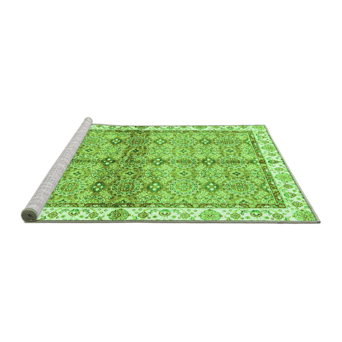 Sideview of Machine Washable Oriental Green Traditional Area Rugs, wshabs3200grn