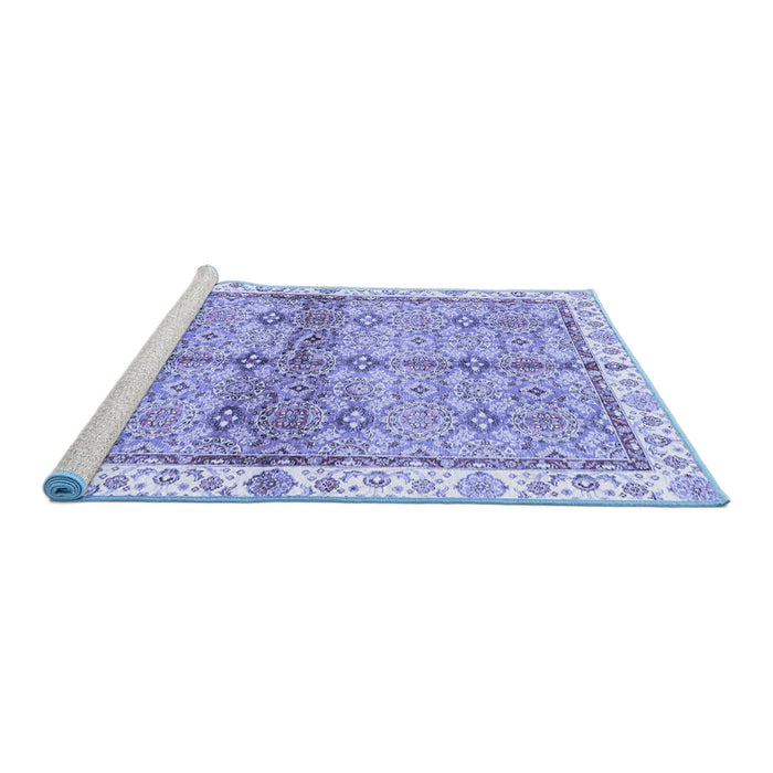 Sideview of Machine Washable Oriental Blue Traditional Rug, wshabs3200blu