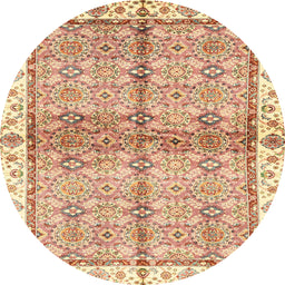Round Machine Washable Abstract Orange Rug, wshabs3200