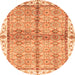 Round Oriental Orange Traditional Rug, abs3200org