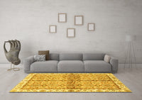 Machine Washable Oriental Yellow Traditional Rug, wshabs3200yw