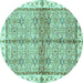 Round Oriental Turquoise Traditional Rug, abs3200turq