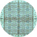 Round Oriental Light Blue Traditional Rug, abs3200lblu