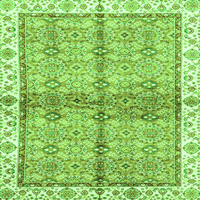 Square Machine Washable Oriental Green Traditional Area Rugs, wshabs3200grn