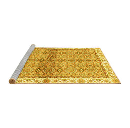 Sideview of Machine Washable Oriental Yellow Traditional Rug, wshabs3200yw