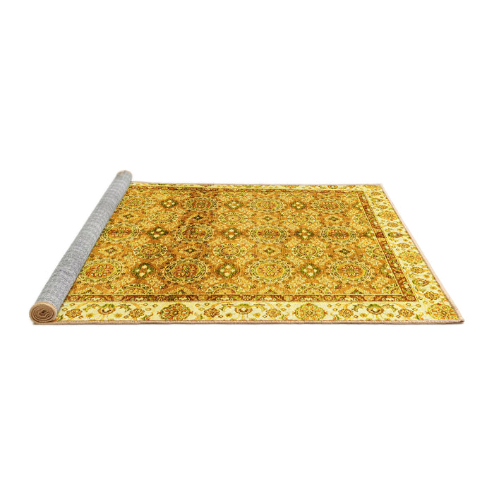 Sideview of Machine Washable Oriental Yellow Traditional Rug, wshabs3200yw