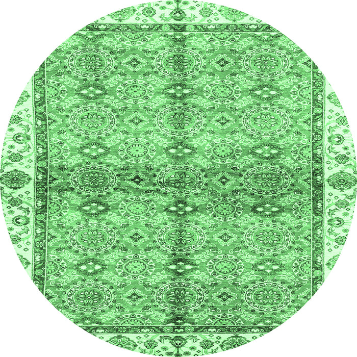 Round Oriental Emerald Green Traditional Rug, abs3200emgrn