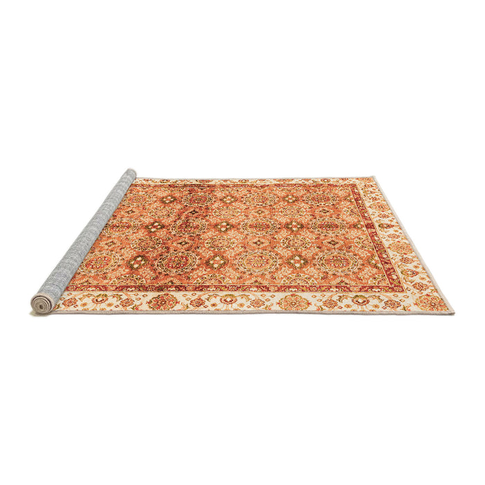 Sideview of Machine Washable Oriental Orange Traditional Area Rugs, wshabs3200org