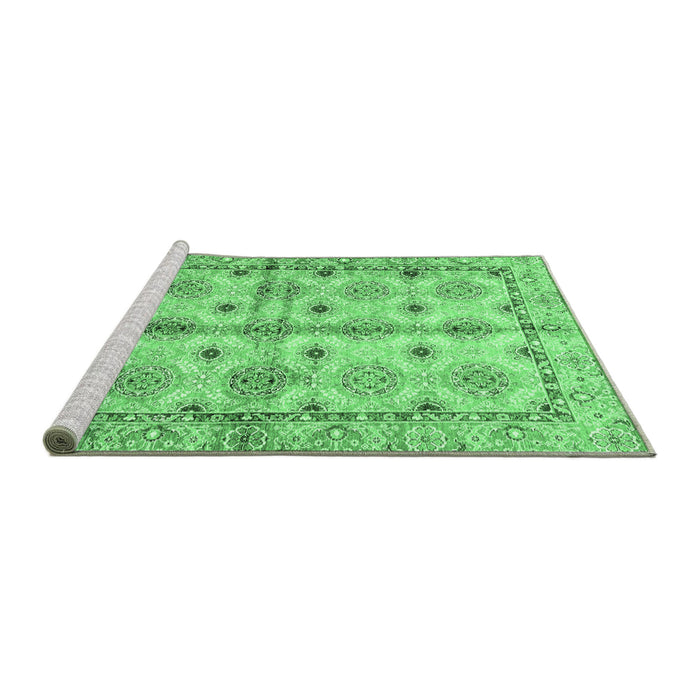 Sideview of Machine Washable Abstract Emerald Green Modern Area Rugs, wshabs3201emgrn