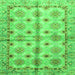 Square Machine Washable Abstract Green Modern Area Rugs, wshabs3201grn