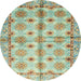 Round Machine Washable Abstract Brown Rug, wshabs3201