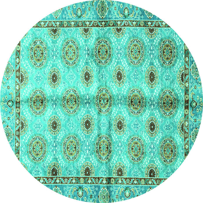 Round Machine Washable Abstract Turquoise Modern Area Rugs, wshabs3201turq