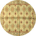 Round Abstract Brown Modern Rug, abs3201brn