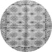 Round Machine Washable Abstract Gray Modern Rug, wshabs3201gry