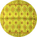 Round Abstract Yellow Modern Rug, abs3201yw