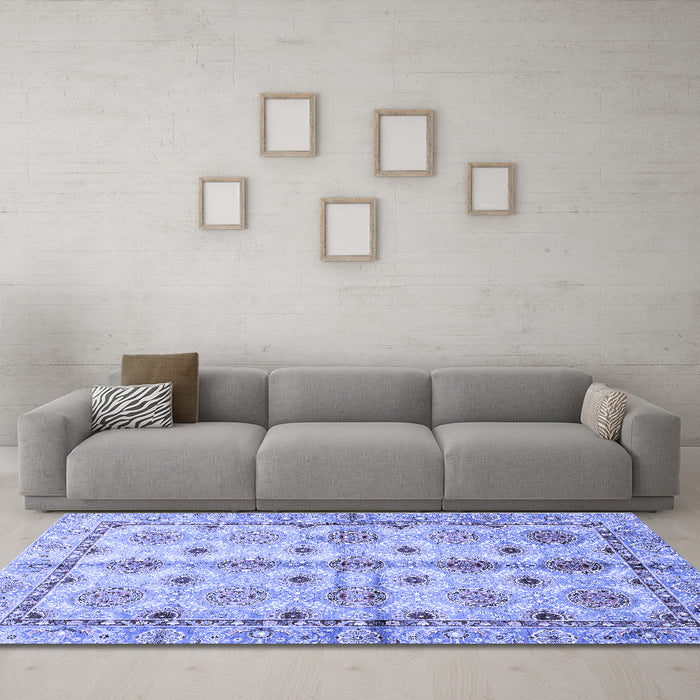 Machine Washable Abstract Blue Modern Rug in a Living Room, wshabs3201blu