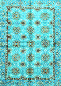 Abstract Light Blue Modern Rug, abs3201lblu