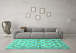 Machine Washable Abstract Turquoise Modern Area Rugs in a Living Room,, wshabs3201turq