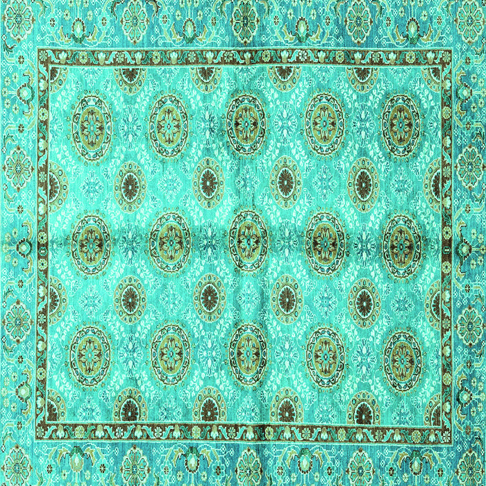 Square Machine Washable Abstract Turquoise Modern Area Rugs, wshabs3201turq