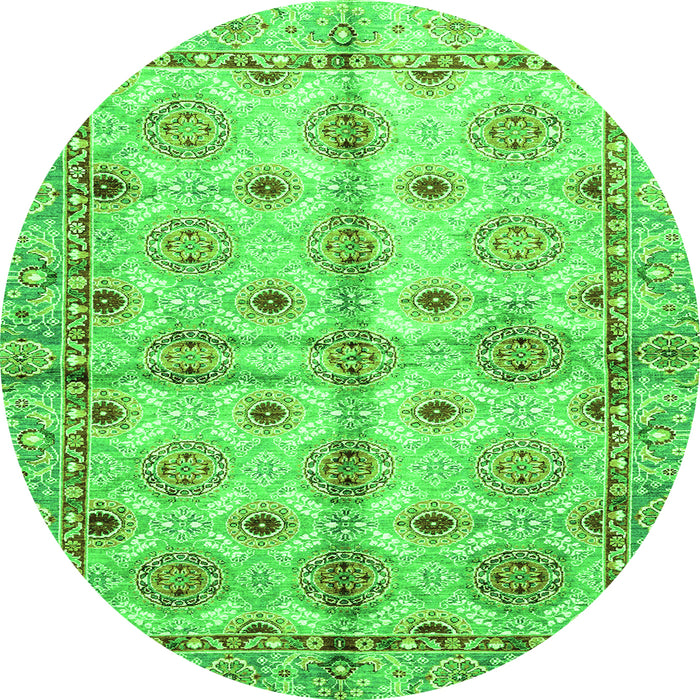 Round Machine Washable Abstract Green Modern Area Rugs, wshabs3201grn