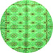 Round Machine Washable Abstract Green Modern Area Rugs, wshabs3201grn