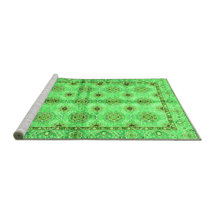 Sideview of Machine Washable Abstract Green Modern Area Rugs, wshabs3201grn