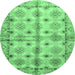 Round Abstract Emerald Green Modern Rug, abs3201emgrn