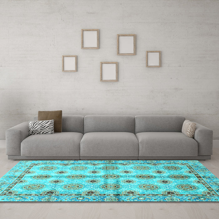 Machine Washable Abstract Light Blue Modern Rug in a Living Room, wshabs3201lblu