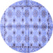 Round Machine Washable Abstract Blue Modern Rug, wshabs3201blu