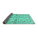 Sideview of Abstract Turquoise Modern Rug, abs3201turq