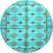 Round Machine Washable Abstract Light Blue Modern Rug, wshabs3201lblu