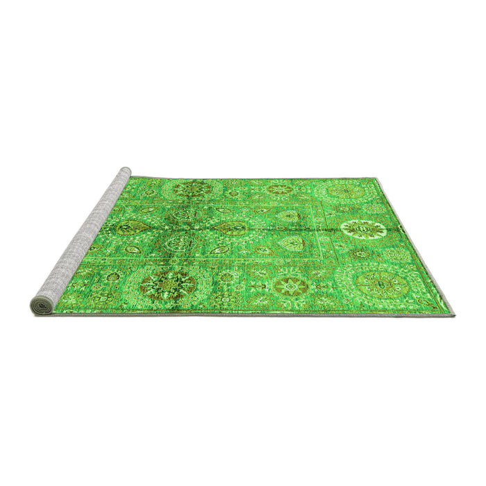 Sideview of Machine Washable Oriental Green Traditional Area Rugs, wshabs3202grn