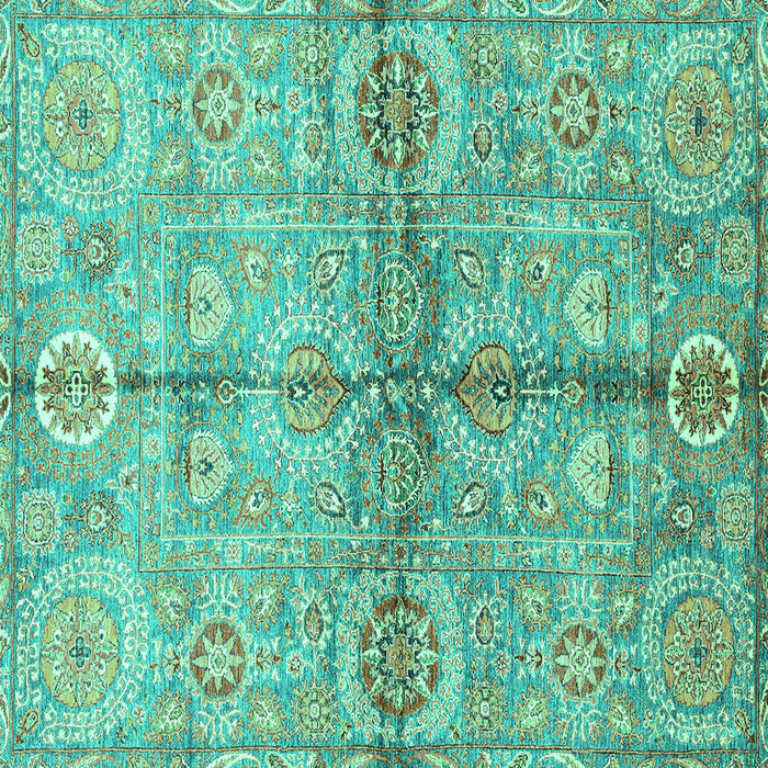 Square Machine Washable Oriental Turquoise Traditional Area Rugs, wshabs3202turq