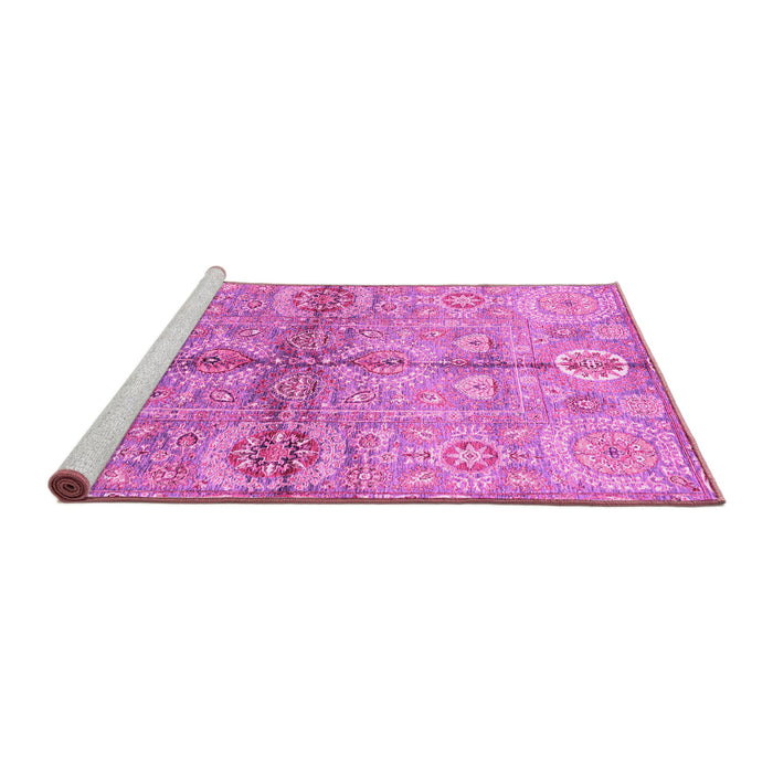 Sideview of Machine Washable Oriental Pink Traditional Rug, wshabs3202pnk