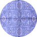 Round Machine Washable Oriental Blue Traditional Rug, wshabs3202blu