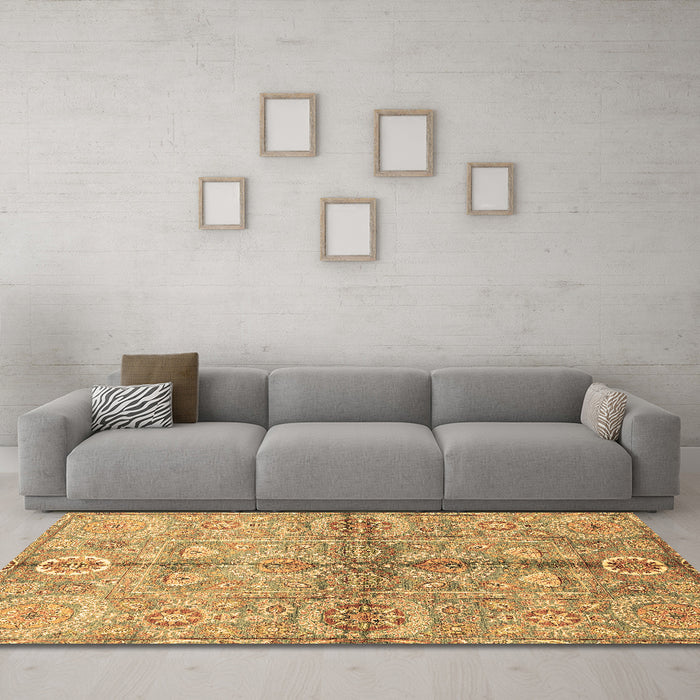 Machine Washable Oriental Brown Traditional Rug in a Living Room,, wshabs3202brn