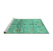 Sideview of Machine Washable Oriental Turquoise Traditional Area Rugs, wshabs3202turq