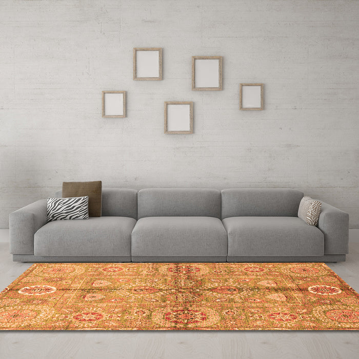 Machine Washable Oriental Orange Traditional Area Rugs in a Living Room, wshabs3202org