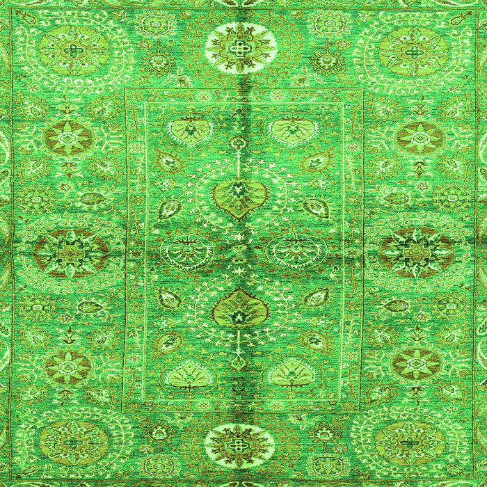 Square Machine Washable Oriental Green Traditional Area Rugs, wshabs3202grn